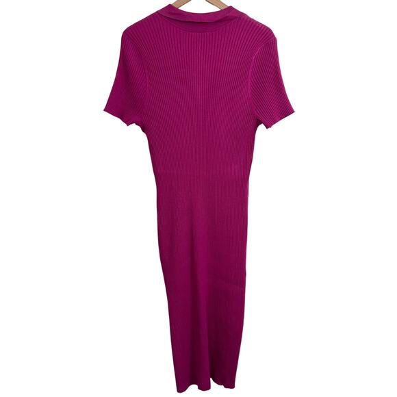 Lane Bryant Short Sleeve Polo Rib Sweater Dress Fuchsia Purple Size 18/20 - Picture 7 of 10
